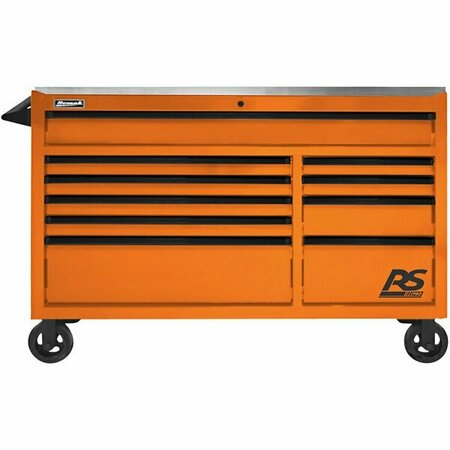 HOMAK RS Pro 54'' Orange 10-Drawer Roller Cabinet with Stainless Steel Top OG04054014 571OG0405414